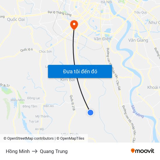 Hồng Minh to Quang Trung map