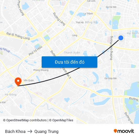 Bách Khoa to Quang Trung map