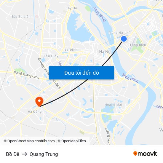 Bồ Đề to Quang Trung map