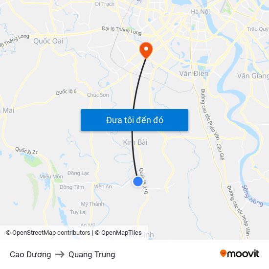 Cao Dương to Quang Trung map
