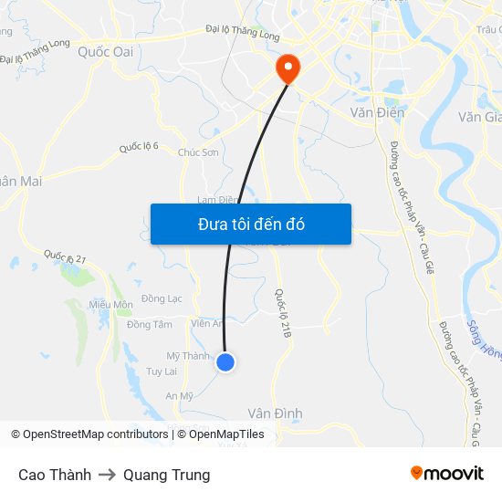 Cao Thành to Quang Trung map