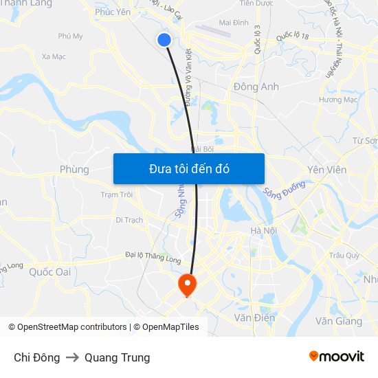 Chi Đông to Quang Trung map