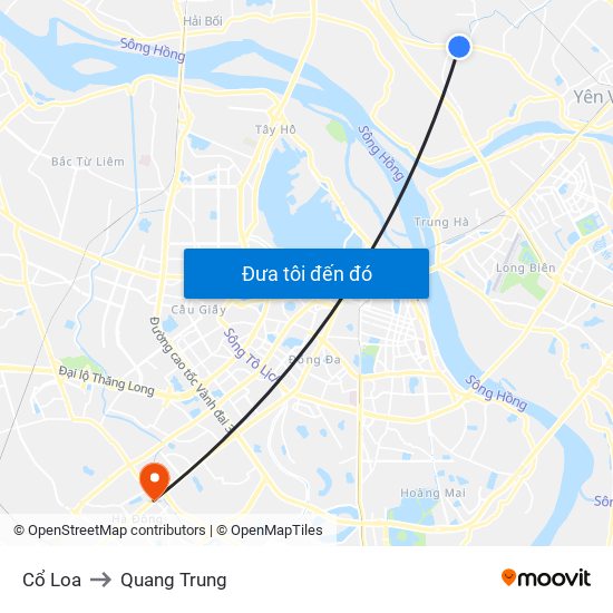 Cổ Loa to Quang Trung map