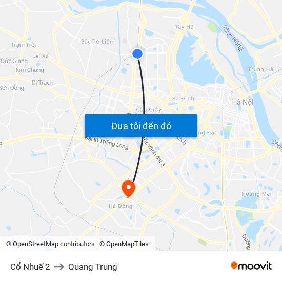 Cổ Nhuế 2 to Quang Trung map