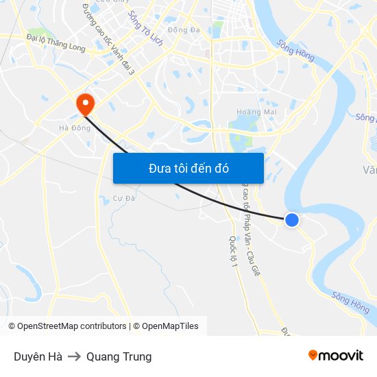 Duyên Hà to Quang Trung map