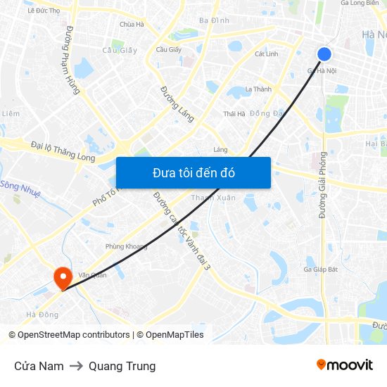 Cửa Nam to Quang Trung map