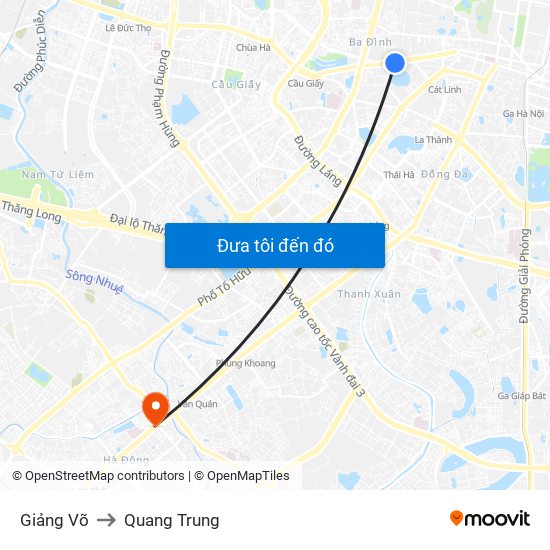 Giảng Võ to Quang Trung map