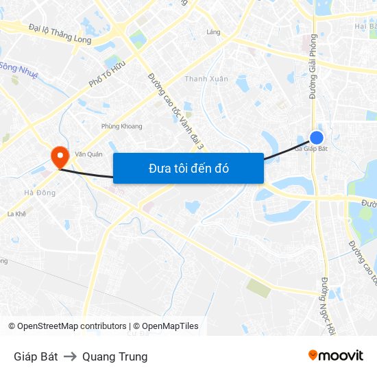 Giáp Bát to Quang Trung map