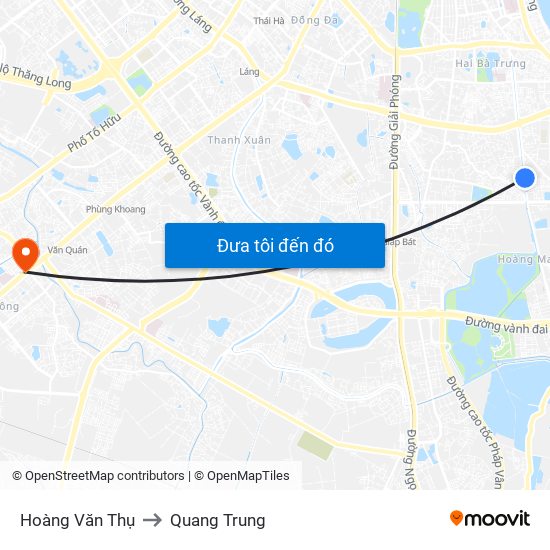 Hoàng Văn Thụ to Quang Trung map