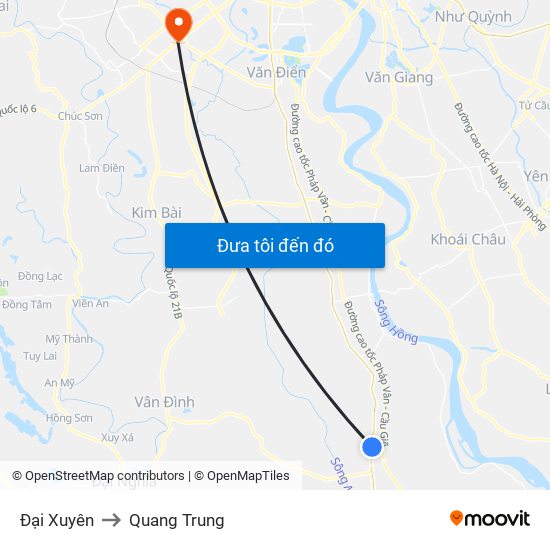 Đại Xuyên to Quang Trung map