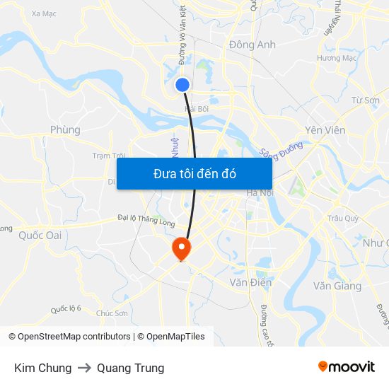 Kim Chung to Quang Trung map