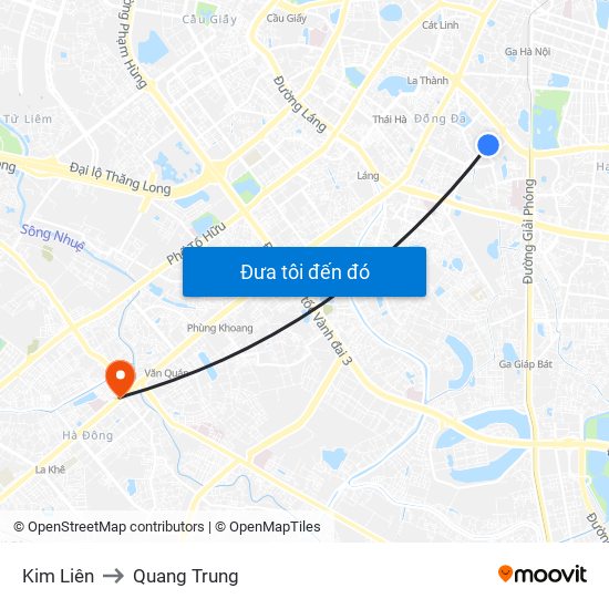 Kim Liên to Quang Trung map