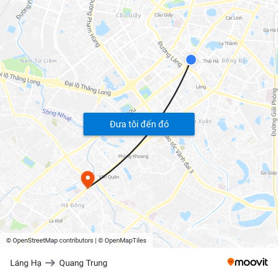 Láng Hạ to Quang Trung map