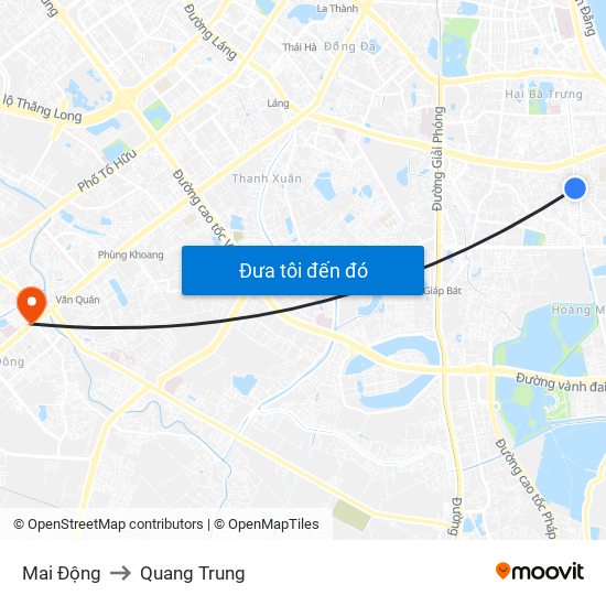 Mai Động to Quang Trung map