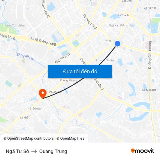 Ngã Tư Sở to Quang Trung map