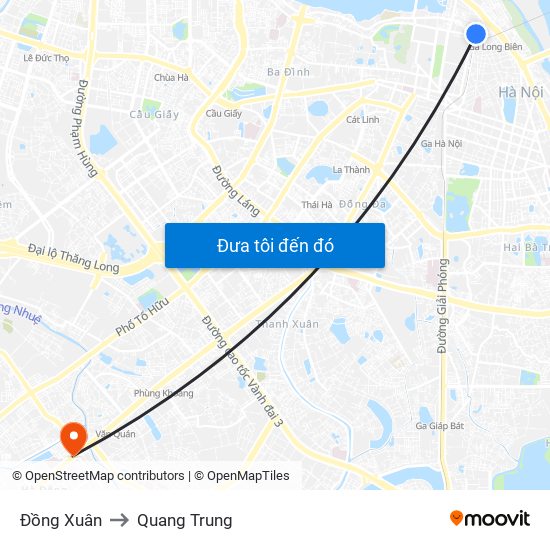 Đồng Xuân to Quang Trung map