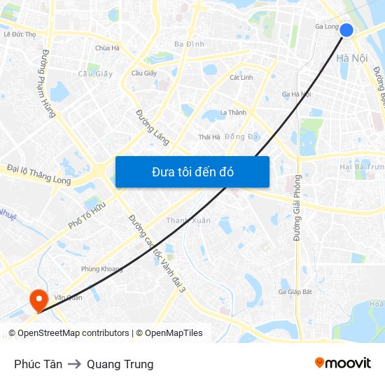 Phúc Tân to Quang Trung map