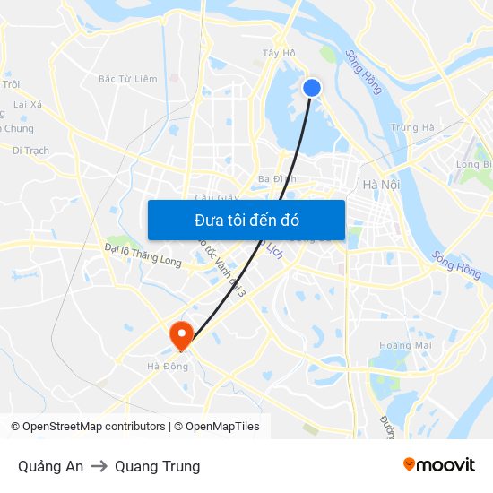 Quảng An to Quang Trung map