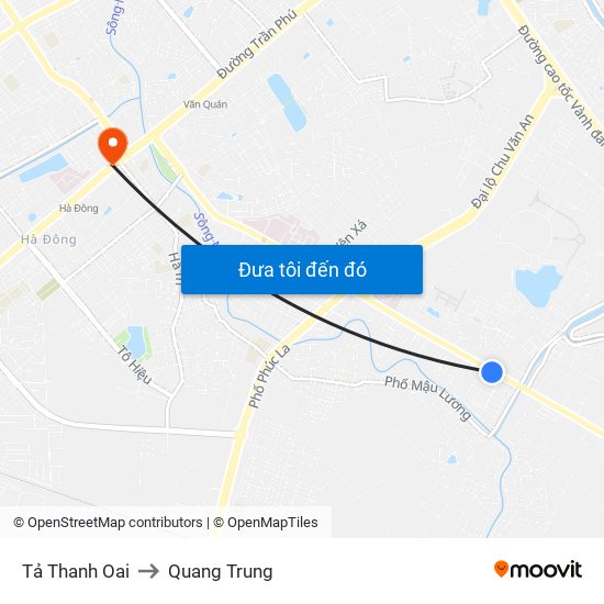 Tả Thanh Oai to Quang Trung map
