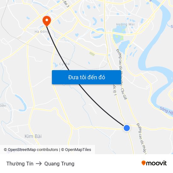 Thường Tín to Quang Trung map