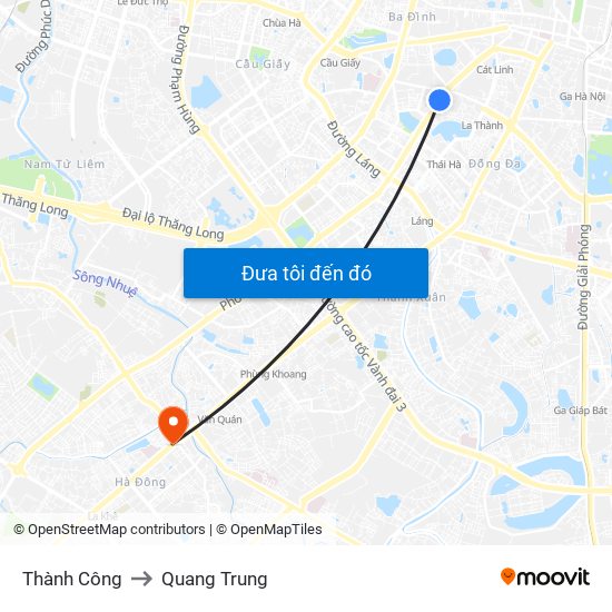 Thành Công to Quang Trung map