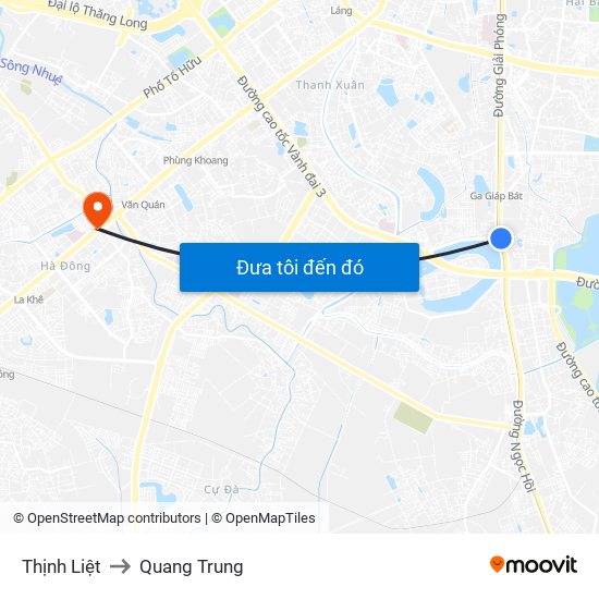 Thịnh Liệt to Quang Trung map