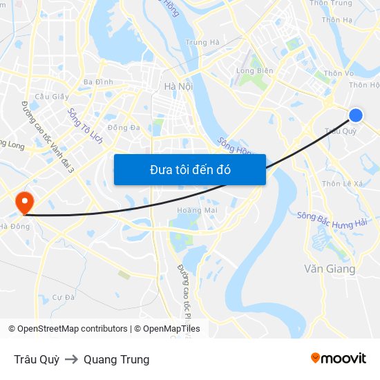 Trâu Quỳ to Quang Trung map