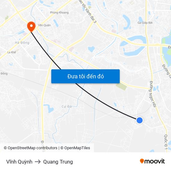 Vĩnh Quỳnh to Quang Trung map