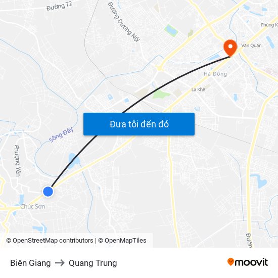 Biên Giang to Quang Trung map