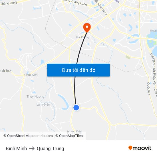 Bình Minh to Quang Trung map