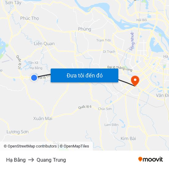 Hạ Bằng to Quang Trung map