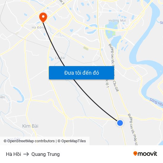 Hà Hồi to Quang Trung map