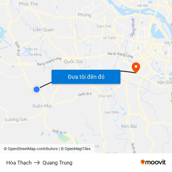 Hòa Thạch to Quang Trung map