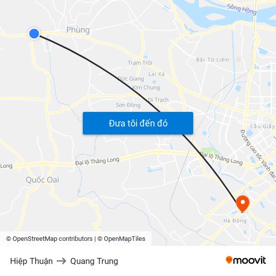 Hiệp Thuận to Quang Trung map