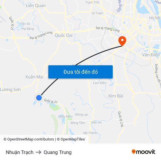 Nhuận Trạch to Quang Trung map