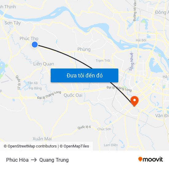 Phúc Hòa to Quang Trung map