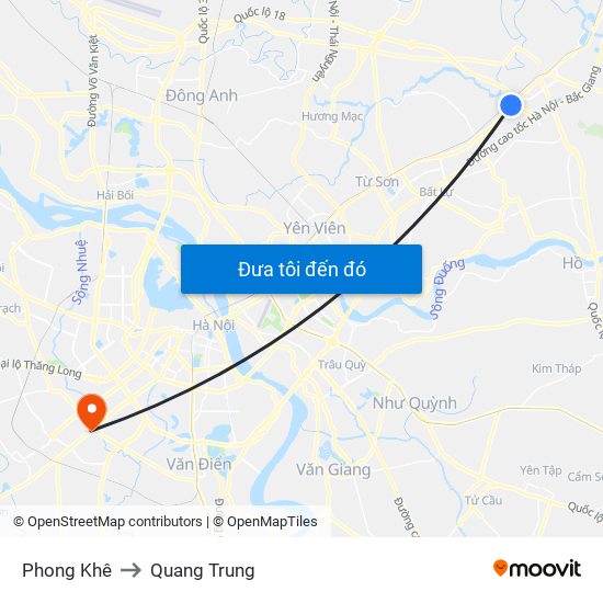 Phong Khê to Quang Trung map