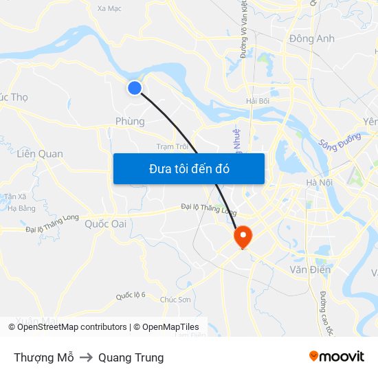 Thượng Mỗ to Quang Trung map