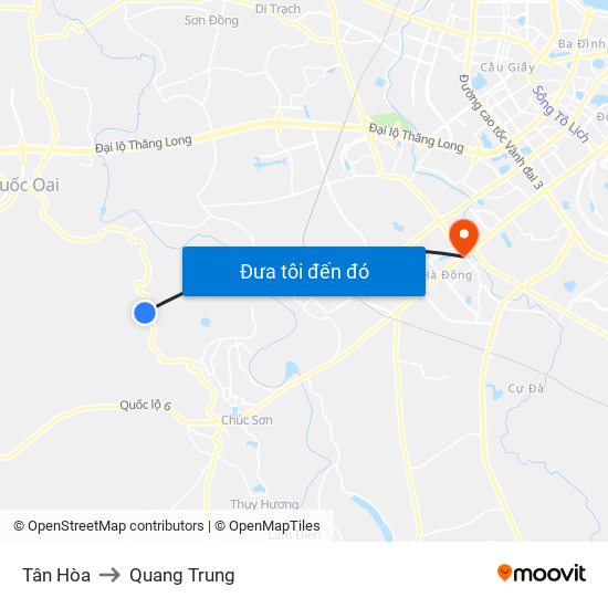 Tân Hòa to Quang Trung map