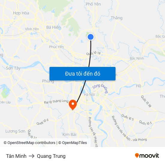 Tân Minh to Quang Trung map