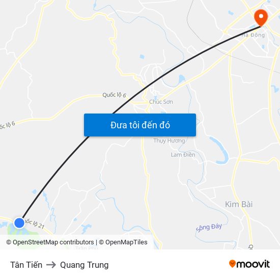 Tân Tiến to Quang Trung map