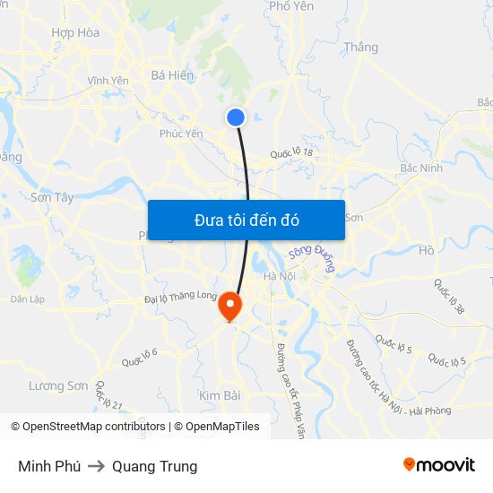 Minh Phú to Quang Trung map