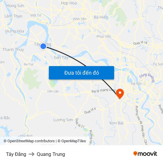 Tây Đằng to Quang Trung map