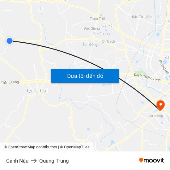 Canh Nậu to Quang Trung map