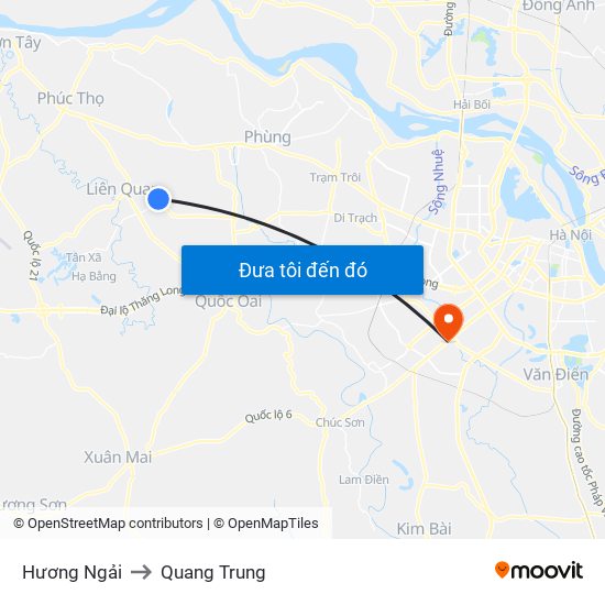 Hương Ngải to Quang Trung map
