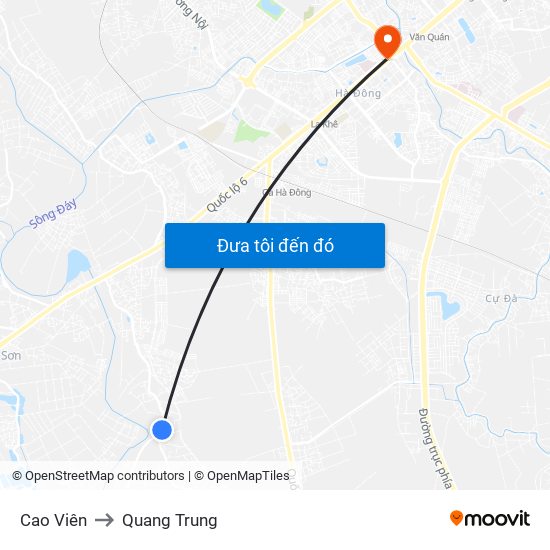 Cao Viên to Quang Trung map