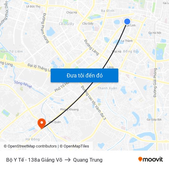 Bộ Y Tế - 138a Giảng Võ to Quang Trung map