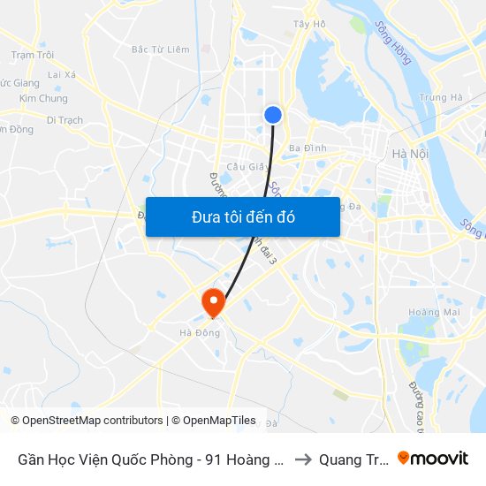 Gần Học Viện Quốc Phòng - 91 Hoàng Quốc Việt to Quang Trung map