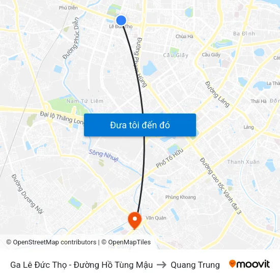Ga Lê Đức Thọ - Đường Hồ Tùng Mậu to Quang Trung map