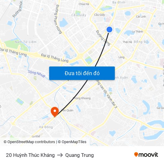 20 Huỳnh Thúc Kháng to Quang Trung map